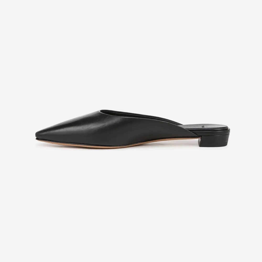 VINCE - Ana Pointed Leather Mules Black Size 5.5 - Picture 4 of 14